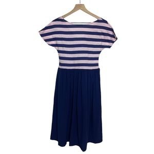 Trevi Nautical Striped Fit and Flair Dress with Tie sz S